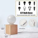 OuXean Kleine Tischlampe Nachttischlampe mit quadratischem Holzsockel Nachttischlampe, E27 60W Perfekt für Schlafzimmer, Wohnzimmer oder Büro (ohne Leuchtmittel) - 6