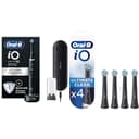 Oral-B iO10 Electric Toothbrush, 1 Handle, 1 Toothbrush Head & Charging Travel Case, 7 Brushing Modes, Smart Charger, 2 Pin UK Plug, Cosmic Black + 4 Oral-B iO Ultimate Clean Electric Toothbrush Heads - 1