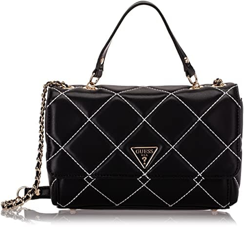 GUESS Women's Cessily Convertible Crossbody Flap, Black Multi, One Size
