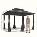 Outsunny Cenador para Jardín 3x4 m Pérgola de Jardín Gazebo con Doble Techo Paredes Laterales Resistente al Agua Carpa para Exterior Terraza Patio Gris - 7