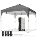 Yaheetech Pop Up Gazebo, 3x3m Instant Foldinng Shelter with Wheeled Bag, 4 Sandbags, 4 Ropes, 12 Stakes, Metal Frame, Adjustable Height, Top Air Vent, Dark Grey - 1
