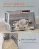 Feandrea Lettiera per Gatti in Acciaio Inossidabile con Coperchio Ribaltabile, Lettiera Chiusa XL Anti Perdite, Paletta, Spazzola, Doppio Ingresso, per Gatti fino a 15 kg, Grigio Tortora PPT005G01 - 4
