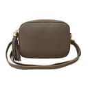 ALEXANDER MILANO Bolso de Mujer Piel auténtica. Bolso de Piel Liso y Lacado. 2 Cremalleras con Correa Larga Cuero Ajustable. Made IN Italy. Vera Pelle Italiana. 20x15x8 cm. (Taupe) - 2