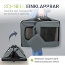 Juskys Hundetransportbox Lassie XL faltbar & tragbar 56x81x58 cm mit Decke, Tasche & Griffen - Faltbare Transportbox für Hunde, Katzen & Haustiere - Oxford Stoff Hundebox Auto Hundetasche - Grau - 3