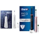 Oral-B Aquacare Pro-Expert Irrigador Dental Inalámbrico Con Tecnología Oxyjet & Pro 3 3900N Cepillos de Dientes Eléctricos (Pack de 2) con Mangos Recargables Negro y Rosa, Regalos Originales - 1