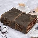ALCRAFT diario rilegato in pelle vintage, pagine con bordi effetto antico, fatto a mano, album da disegno, libro delle ombre, pagine spesse, per uomini e donne (15.24 X 11.43 - CM) - 8