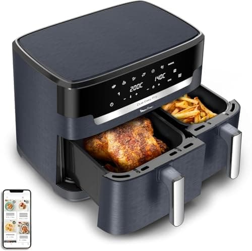Moulinex XXL Dual Easy Fry 11L: Freidora de Aire de Doble Cesta +8 Personas, Dos cestas (6,5 L + 4,5 L),7 Programas Automáticos, EZ942BF0