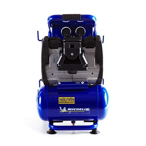 MICHELIN - Compressore d'aria silenzioso MBN10 - Serbatoio da 10 litri - Senza olio - Motore 0,75 CV - Pressione massima 9 bar - Portata d'aria 140 l/min - 8,4 m³/h - 59 dB(A) LpA 4m - 78 dB(A) LwA