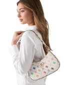 GUESS borsa a tracolla Emelie Logo Top Zip Shoulder Bag Multi Logo bianco - 2