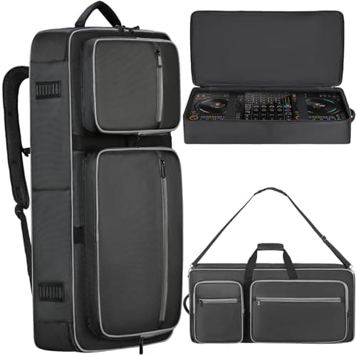 Aleemin Bolsa para controlador de DJ compatible con DDJ FLX10 / 1000 / REV7 / REV5 / SC LIVE 4, funda blanda para DJ con múltiples bolsillos para controlador de DJ y accesorios (mediano)