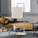 Arched Table Lamp or Bedside Light, Modern Design, Natural Linen Shade, Height 46cm, LED Compatible - 3