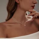 Meteorstarry Kette Silber 925 Damen,2 Stück Layerd Mehrreihige Silberkette 925 mit Cubic Zirkonia Anhänger,Wasserfester Halskette Boho Modeschmuck Geschenk für Frauen Mädchen 38/45 CM - 3