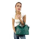 Cheval Firenze Borsa a Mano Algedi, Vera Pelle Made in Italy (Petrolio) - 4