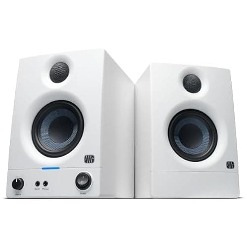 PreSonus Eris 3.5 Gen 2, Altoparlanti Attivi da Scrivania 3.5" per Multimedia, Gaming, Produzione Musicale di Qualità Studio, Potenza 50 W - Bianco