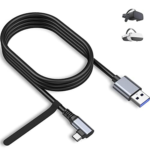 Kiuet 5M Link Cable Compatible with Meta/Oculus Quest 3/Quest 2/Pro/PICO4 Accessories VR Headset, High Speed Data Transfer Cord USB 3.0 Cable Type C Light for Gaming PC/Steam VR