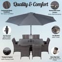 Giardino Savannah Rattan 6 Seater Dining Set | Rectangle Table & Chairs with Ice Bucket Drinks Cooler & Parasol - 2