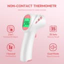 No-Touch Forehead Thermometer for adults, Infrared Digital Thermometer for Kids & Babies with LCD Backlight Display, Fever Alarm and 1 second Reading (Pink) - 2