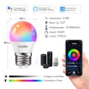 EXTRASTAR Smart Glühbirne E27 G45, Alexa LED WiFi Lampe 2700K-6500K, 4.9W 470LM 16 Millionen Farben WLAN Dimmbar Glühbirne, RGB Birne Kompatibel mit Alexa,Google Home, 2 Stück - 2