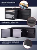 KRONIFY Leder Geldbörse Herren I Echtleder Portmonee I RFID Schutz I Querformat I Geldbörse mit Münzfach I 13 Kartenfächer I Geldbeutel Herren I Geschenk Box I Nappa Schwarz - 7