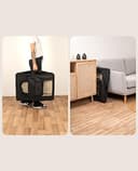 lionto Borsa trasportino per cani pieghevole per viaggi e auto, 70x52x50 cm, box di trasporto stabile con maniglie per gatti e animali fino a 15 kg, scatola in tessuto, nero - 3