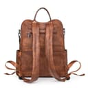 YALIZHNA Leder Laptop-Rucksack Für 15,6 Zoll,Mode Damen College Schule Rucksacks,Frauen Schultertasche Outdoor Reise-Rucksack (Kaffee) - 6