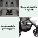 Graco Passeggino Leggero EezeFold DLX | Passeggino da Viaggio Leggero con Meccanismo di chiusura a una mMno, sospensioni a 4 ruote, posizione reclinabile piatta e ampio cestello – Grigio Lunare - 8