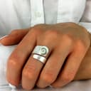 Silverly Anillos Ajustables Concha Ojo Shiva Mujer | Anillos Plata de Ley 925 | Anillo Plata Maciza Acabado Satinado Piedra Preciosa | Diseño Ajustable Piedra Nacimiento Espiral Envolvente - 4