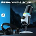 aokeo Mikrofon PC,AK-10 USB/XLR Dynamisches Gaming Mikrofon für Podcast,Streaming mit RGB-Beleuchtung,Lautstärkeregler,Stummschalttaste und Rauschunterdrückung (Weiß) - 6