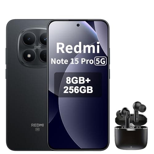 XIAOMI Redmi Note 15 Pro 5G Smartphone 8+256 GB – 6580-mAh-Akku, IP66/IP68 Staub- und Wasserschutz, Neue 200-MP-Kamera, 6,83" AMOLED-Display, Schwarz,Included Earphone