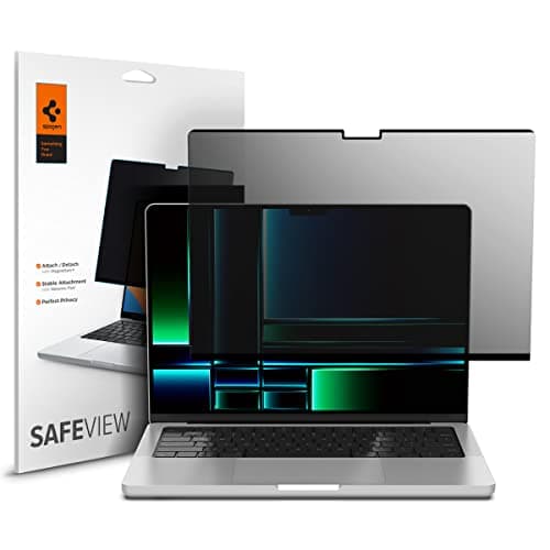 Spigen SafeView Magnetischer Blickschutzfilter für MacBook Pro 14 Zoll (M5 / M4 / M4 Pro / M4 Max / M3 Serie / M2 Serie / M1 Serie), Sichtschutzfilter, Anti-Fingerabdruck, Abnehmbare Magnetfolie