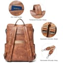 Shrrie 15,6 Zoll Laptop-Rucksack für Damen – Großer Reiserucksack aus Leder, wasserabweisend, für Freizeit, Uni, Arbeit, Handgepäck-Braun mit Leopardenmuster - 8