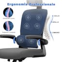 naspaluro Sedia da Ufficio Ergonomica Con Supporto Lombare Adattativo a Forma Di C, Poggiatesta Regolabile, Braccioli Ribaltabili, Poltrone Ufficio a Rete Traspirante per Scrivania, Casa,Grigio Nero - 3