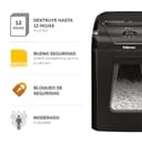 Fellowes 12C - Destructora trituradora de Papel, Corte en partículas, destruye hasta 12 Hojas, Uso Personal, tritura Tarjetas de crédito, Color Negro - 2