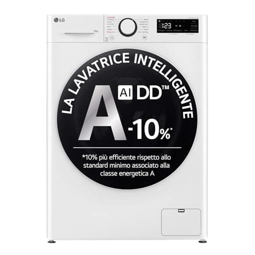 LG F4R5010TSWW Lavatrice 10kg AI DD, Classe A-10%, 1400 Giri, TurboWash, Vapore