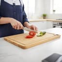 Funnydin Bambú Tabla de Cortar Juego de 3, Diferentes Tamaños,Tablas de Cortar de Madera y Bandeja para Servir, Tablas de Cortar de Madera Gruesa para Cocina, Aptas para Lavavajillas - 6