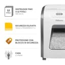 Fellowes Distruggi documenti a frammento FS-12C, 12 fogli, per casa e piccolo ufficio, uso personale, cestino da 19 litri, distruggidocumenti con blocco di sicurezza, bianco [ESCLUSIVA AMAZON] - 2
