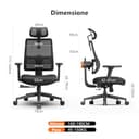 Newtral MAGICH003 Sedia Ufficio Ergonomica Lombare, Sedia Scrivania Poltrona Ergonomica con Braccioli Regolabile, Ergonomic Office Chair Oscillazione a 96-126° (MAGICH003, Nero) - 3