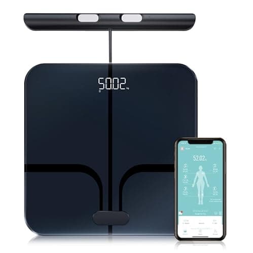 Hume Body Check Körperfettwaage mit 8 Frequenzsensoren, Personenwaage mit Körperfett, Smart Waage mit App Für Körperfett, Muskelmasse, Bmi,28 Wichtige Kennzahlen Zur Körperzusammensetzung, Unterstützu