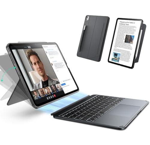 ESR Hülle mit Tastatur für iPad Pro 13" (M5/M4) 2025/2024 – Magnetisch abnehmbare Tastatur, Hoch- und Querformat, großes Click-Anywhere-Trackpad, Hintergrundbeleuchtete Tasten, Shift Serie, Dunkelgrau