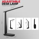 Honeywell LED Desk Lamp Eye Caring - Sunturalux H2 Table Lamp with USB Charging Port, 4 Colour Modes Stepless Dimmable, Auto Timer,Touch Control Foldable Desk Light for Home Office Bedroom Black - 3