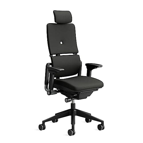 Steelcase Please Ergonomischer Bürodrehstuhl mit höhenverstellbarer Lumbalstütze für Unterstützung den ganzen Tag über, anpassbare Kopfstütze Onyx Schwarz, 66 x 64 x 118