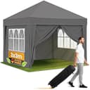 NATURIZ® Pavillon 3x3 Wasserdicht Stabil Winterfest und UV 50+ Schutz - Faltpavillon mit Seitenwänden - Pop Up Zelt für Garten, Camping, Märkte - Gartenpavillon (Grau, 3x3m) - 1