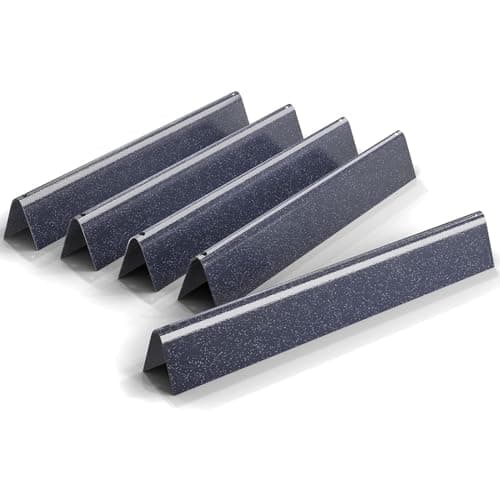 GFTIME 44.5CM Flavorizer Bar for Weber Genesis E/S-310 320 330 with Front Burner Knobs, DOESN'T fit Genesis II E/S-310 340, Porcelain Steel Heat Plate Spare Parts for Weber 7621 7620, 5 Pack