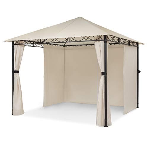 Blumfeldt Mondo - Pergola Party Tent Garden Tent Gazebo, Size: 2.95 x 2.6 x 2.95 m (WxHxD), 4 Side Panels, EasyMount Concept, Weather Protection: UV/Wind/Rain, Beige