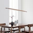 LED Wood Pendant Lamp Dining Table Pendant Lamp, Dimmable Modern Pendant Lamp Wood With Remote Control, Modern Straight Design Living Room Lamp Hanging For Kitchen Office Dining Room (brown, 130 cm) - 2