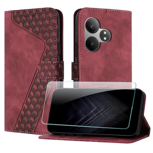 JayModCase Funda para OPPO Realme GT Neo6 SE 5G, PU Piel Flip Carcasa con [Realme GT Neo6 SE 5G Protector de Pantalla] Cierre magnético Soporte Plegable Tarjetas y Cartera (Rojo)