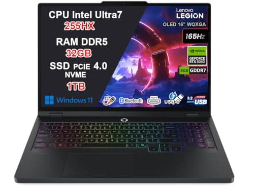 Lenovo Legion Pro 5 Pc Gaming Portatile ULTRA 7 255HX 20 Core, 32 GB RAM DDR5, GeForce RTX 5060 8GB, SSD 1TB, Notebook Gaming Oled Display 16" 165Hz, Laptop Gaming Tastiera RGB, WiFi 7, Thunderbolt 4