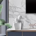 PIGPIGFLY Paar Umarmt Statue, Regal Deko, Bücherwurm-Skulptur, Wohnzimmer Dekoration, Modern Abstract Kunst Skulpturen, Bürodekorationen (Weiss) - 2