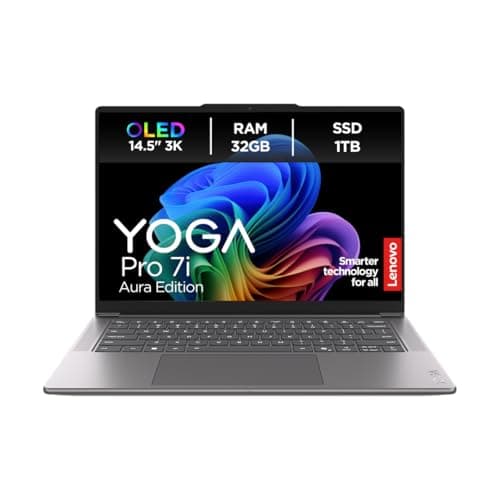 Lenovo Yoga Pro 7i Aura Edition Laptop | AI-PC | 14.5 Inch 3K OLED | Intel Core Ultra 7 255H | 32GB RAM | 1TB SSD | Intel Arc 140T GPU | Win11 Pro | QWERTZ Illuminated | Grey | 2 Years Premium Care
