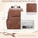 VASCHY Rucksack Damen Leder, Lederrucksack Elegant Mode Rucksackhandtaschen Mittelgroß Rucksäcke für Frauen mit Gitarrenriemen, Braun - 2